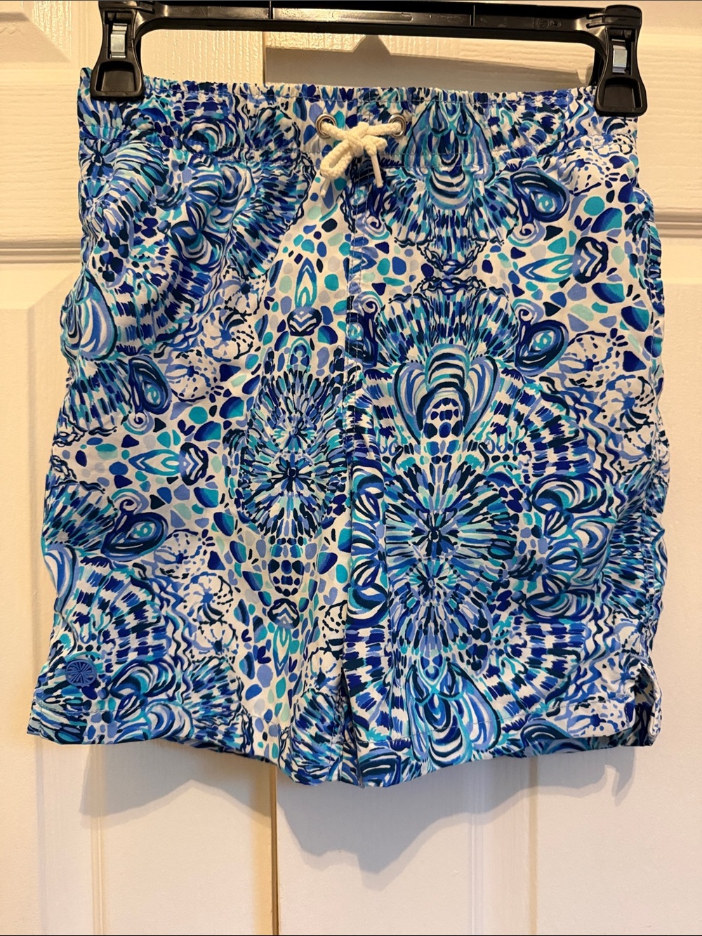 Lilly Pulitzer Boys Junior Capri Trunks Blue Multi Floral-Print Swim Size Large